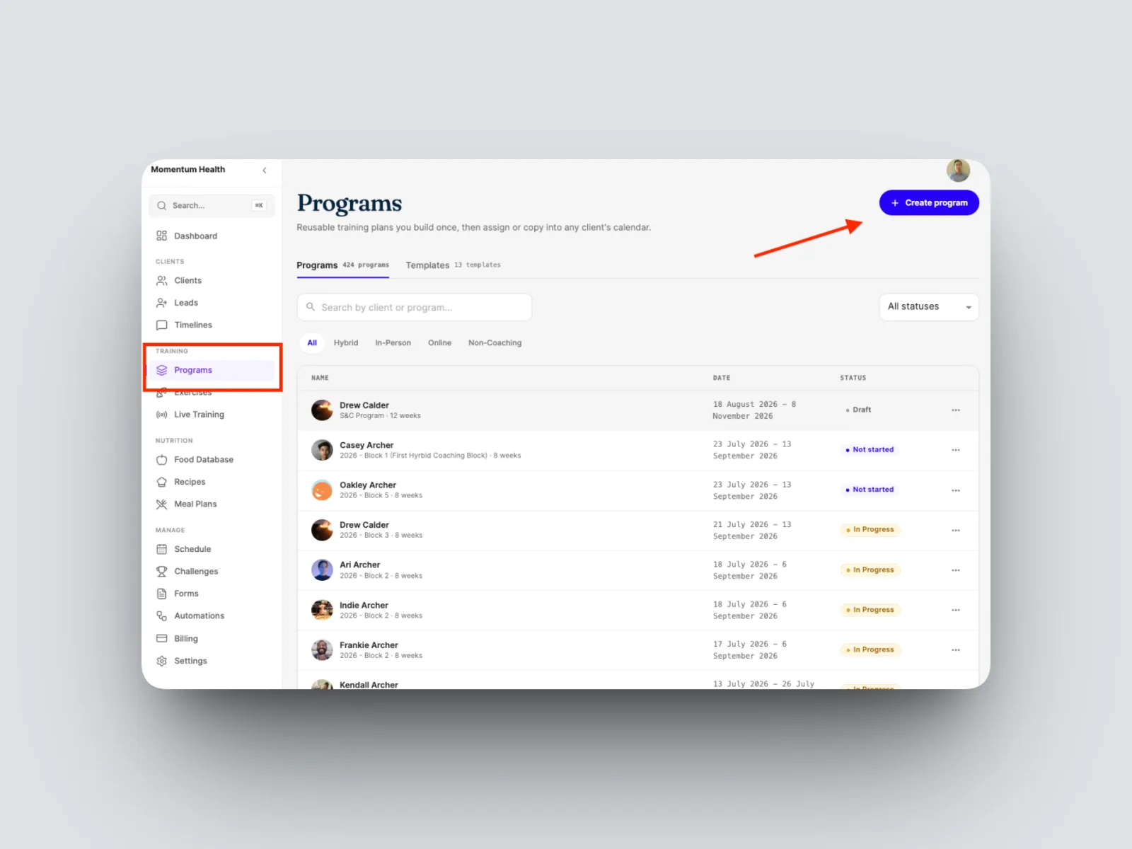 You can also open an existing one from a client.
