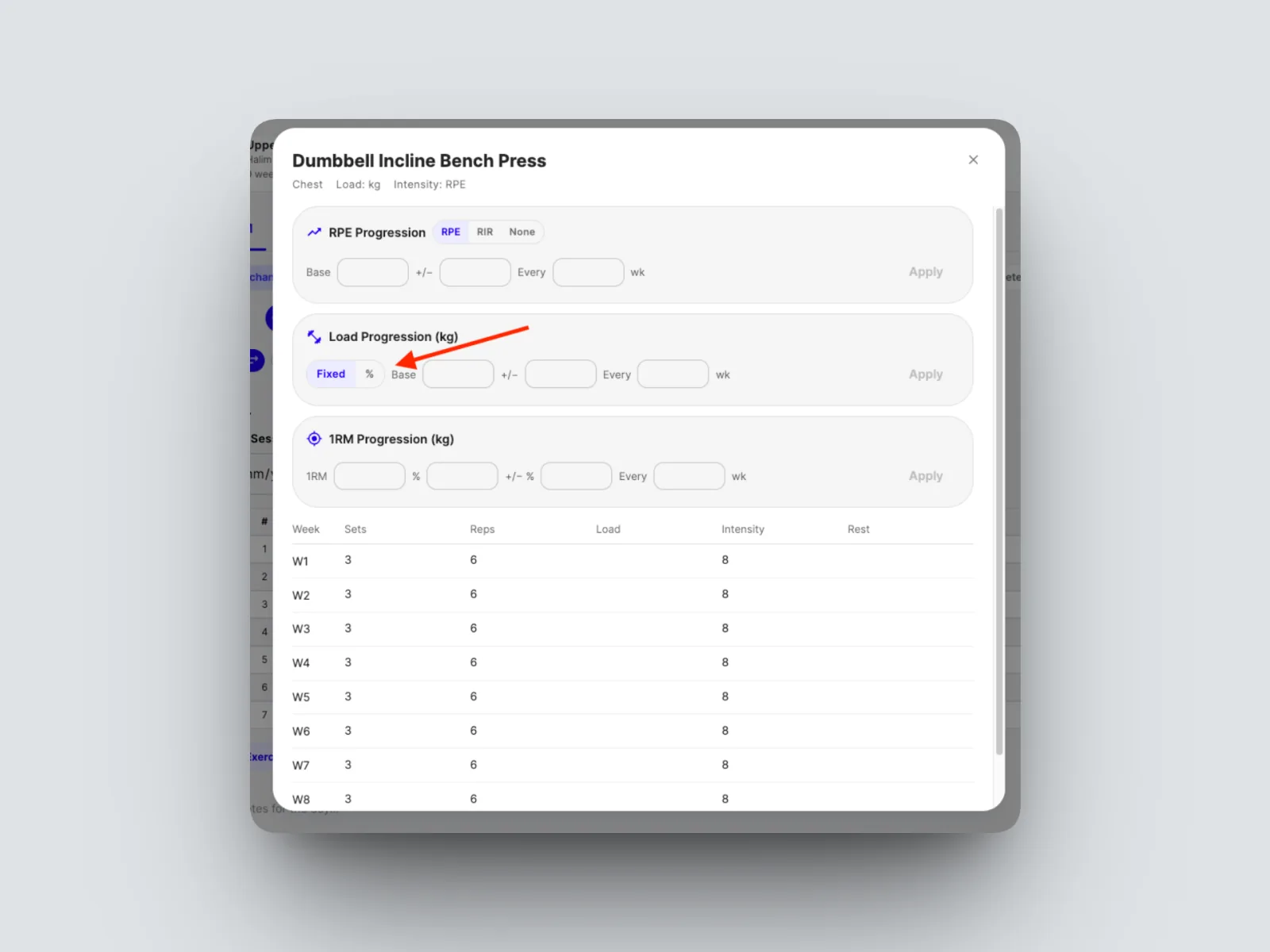 Select either a Fixed base weight or %